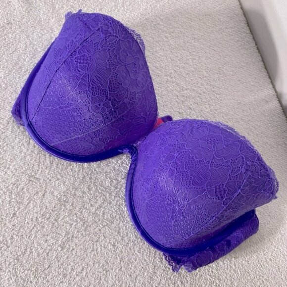 5/$25 La Senza Purple Lace Strapless Bra 34DD - Picture 2 of 12